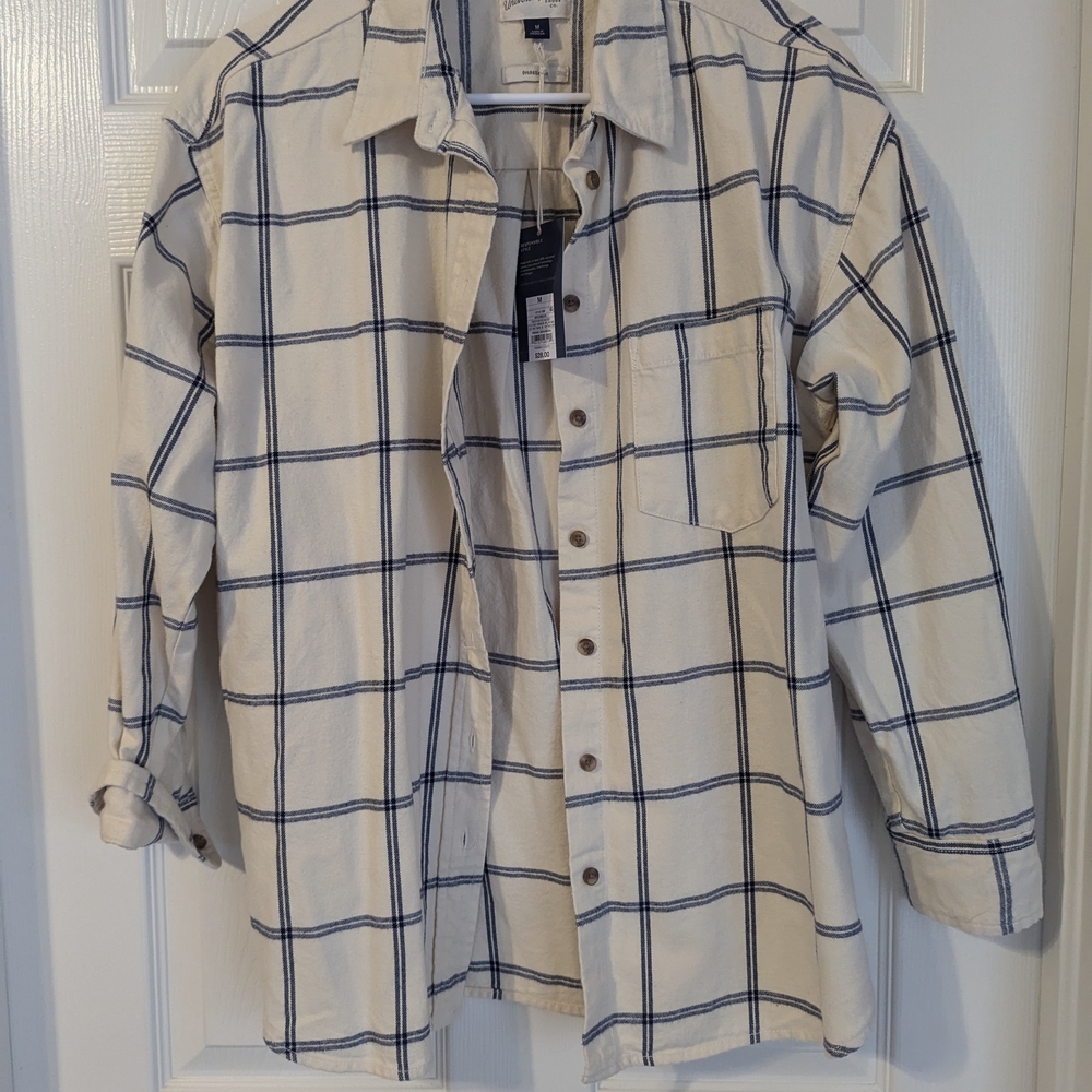 Universal Thread Cream and Black Checkered Shirt